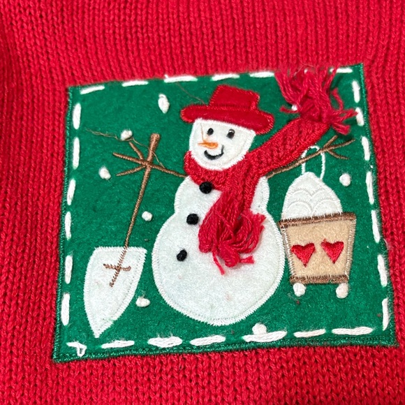 Designers Originals Studio Joy Festive Red Patchwork Christmas Cardigan Size 1X - Picture 12 of 15
